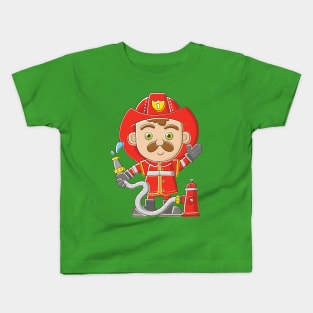 Fun Fireman Cartoon Kids T-Shirt